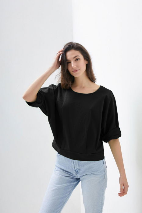 Camasa cu funda Shopika | Poplin Bumbac Negru