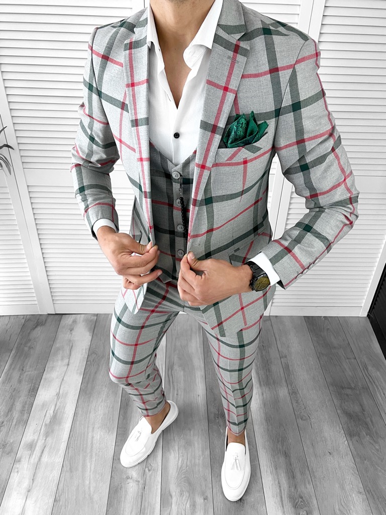 Costum Barbati Slim Fit cu Vesta - Elegant