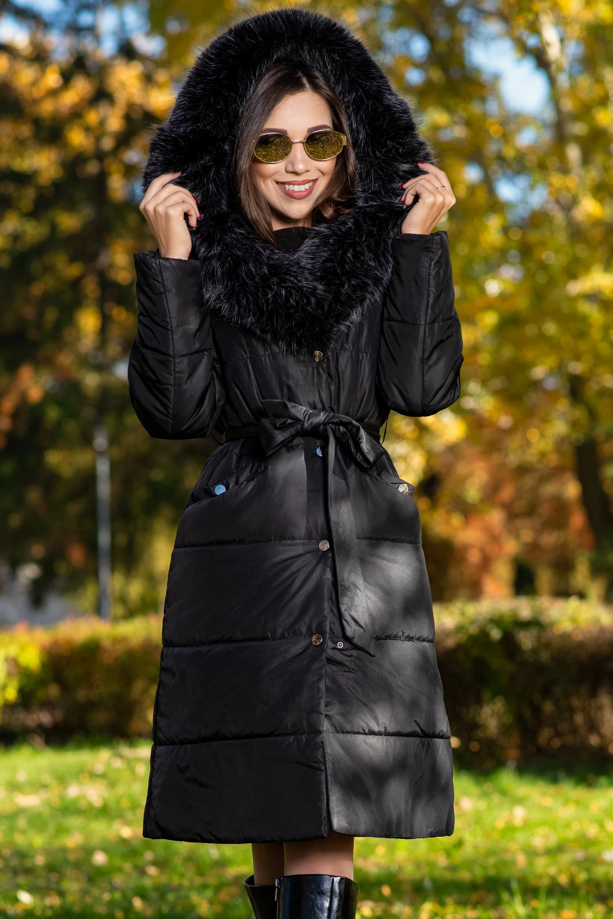 Geacă Lungă Neagră Patricia | Eleganță & Căldură