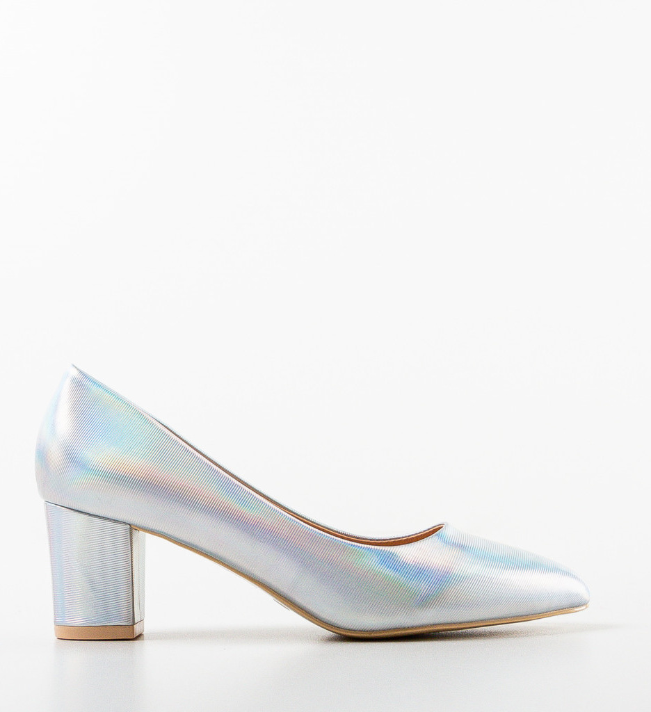 Pantofi Toc Argintii Eleganți - Stil Feminin - imagine 4