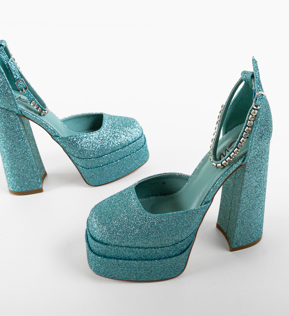 Pantofi Vestrok Albastri cu Toc Eleganți - imagine 6