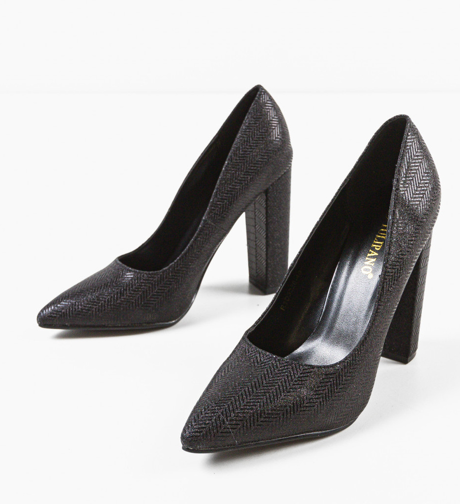 Pantofi Traci Negri eleganți cu toc înalt - imagine 6