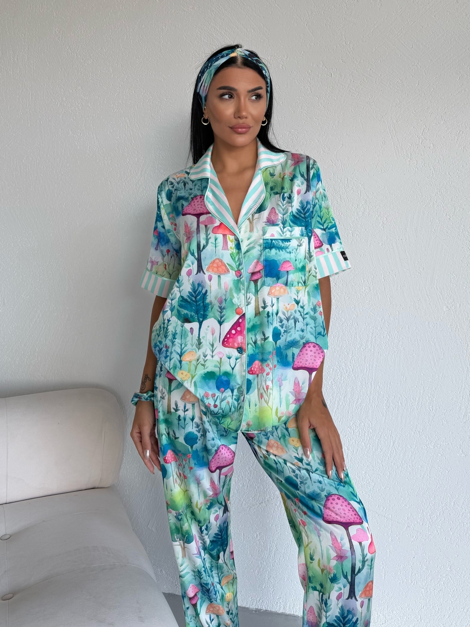 Set Pijama Dama 2 Piese Delis Satin Mat