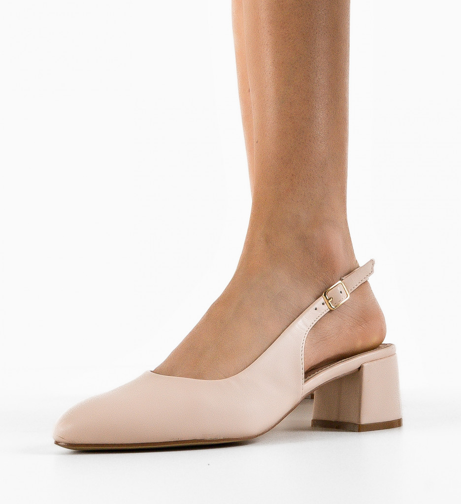 Pantofi Kytal Nude cu toc elegant - imagine 2