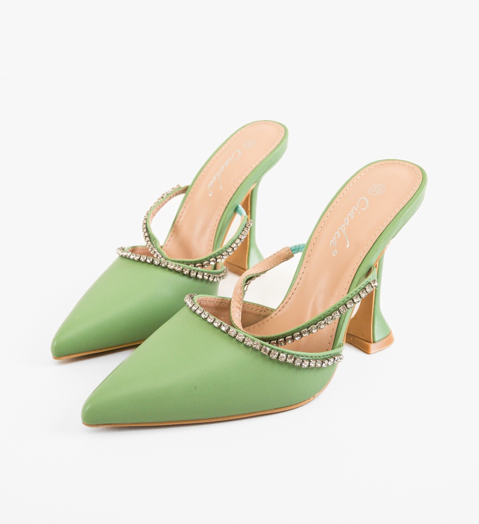 Pantofi Leslie Verzi cu Toc Eleganți - imagine 5