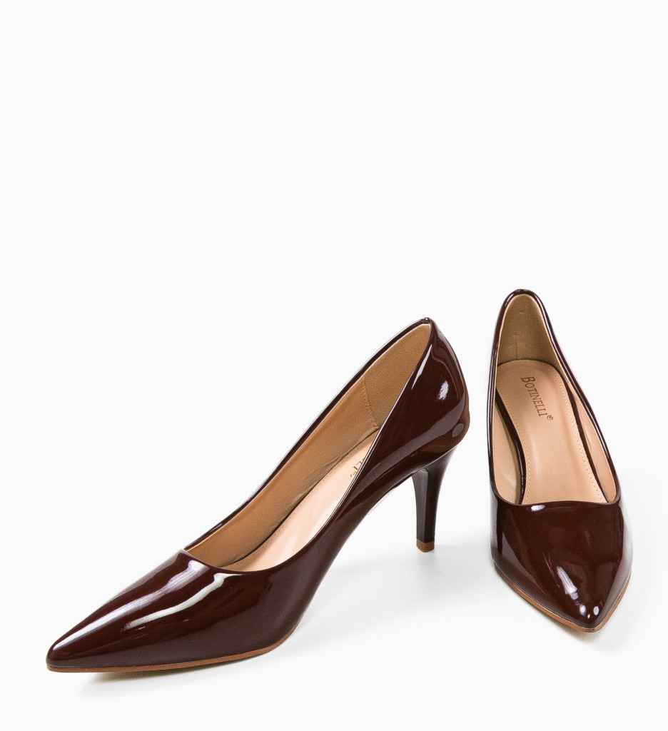 Pantofi Plevna Maro Eleganți cu Toc - imagine 10