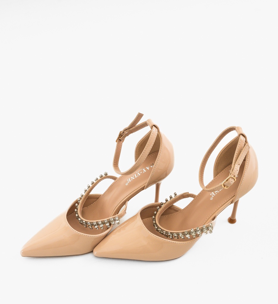 Pantofi Dama Rhys Bej cu Toc Eleganți - imagine 5
