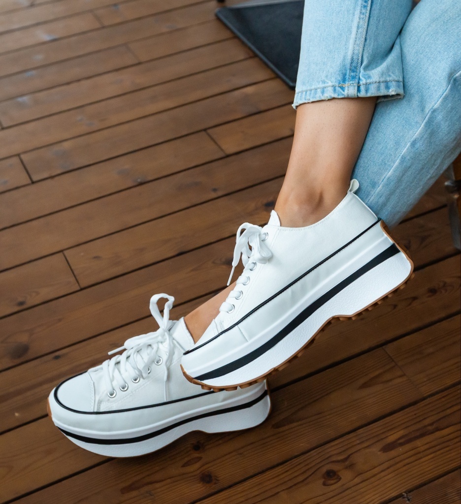 Sneakers Dama Marble Albi | Eleganță Sport - imagine 4