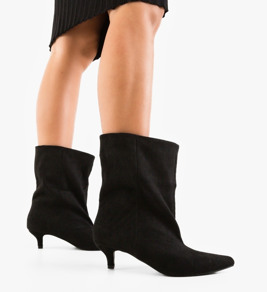 Botine Cow Negre Depurtat - Eleganță și Confort
