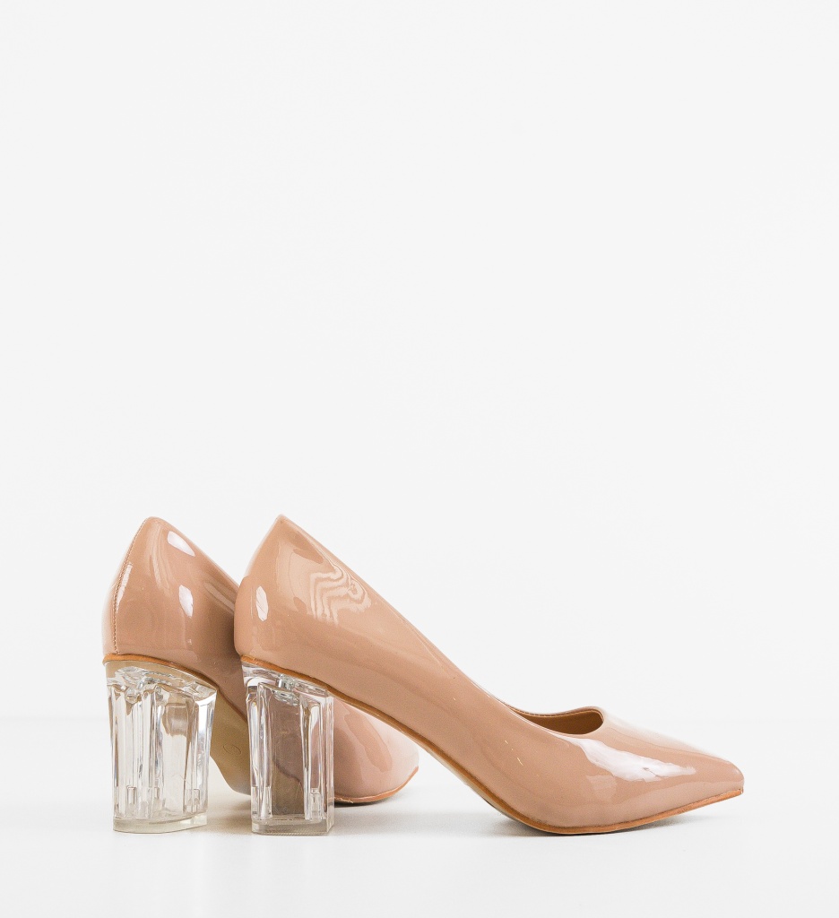 Pantofi Dama Taptop Nude cu Toc Eleganți - imagine 4