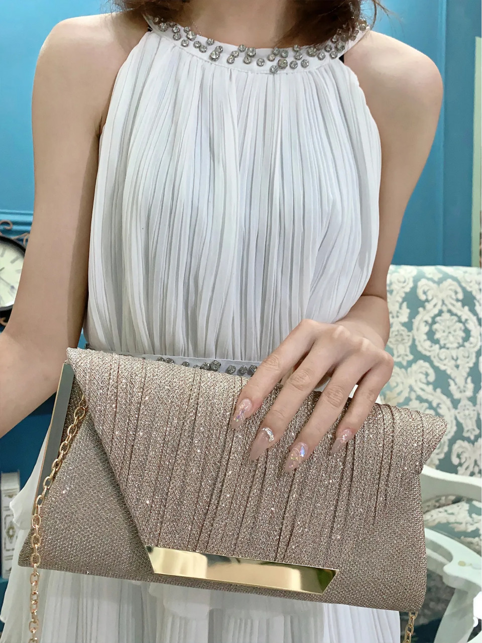 Geanta Ocazie Delis Rose Gold | Model Lysandra - imagine 6
