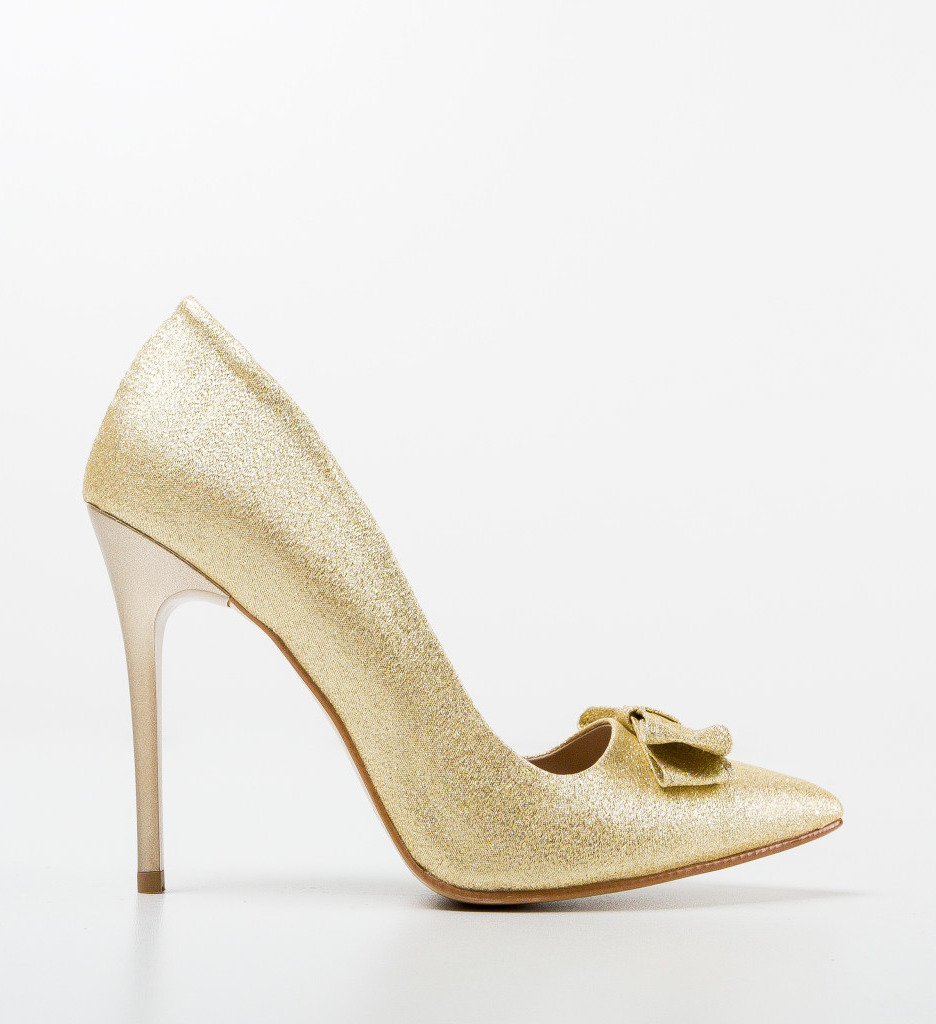Pantofi cu Toc Eleganți Stil Sedul Aurii - imagine 5