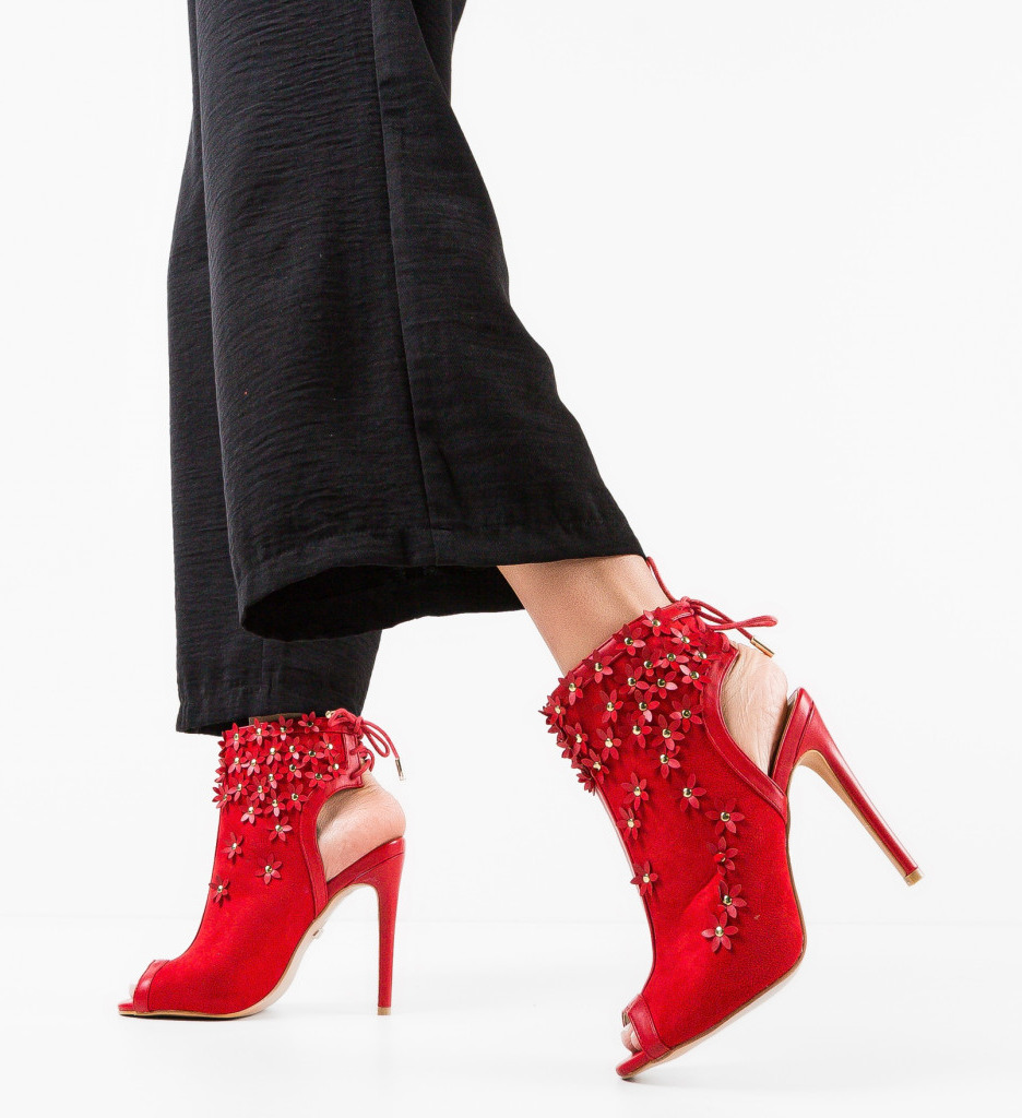 Botine Flowera Rosii - Eleganță și Stil - imagine 4