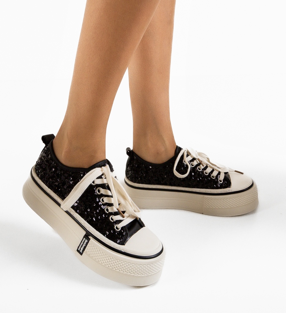 Sneakers Dama Paiety Negri | Design Eleganț
