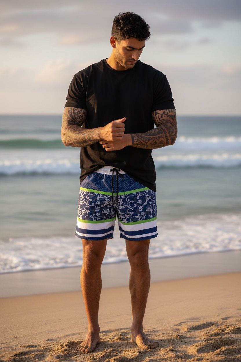 Sort de baie barbati cu imprimeu confortabil - imagine 2