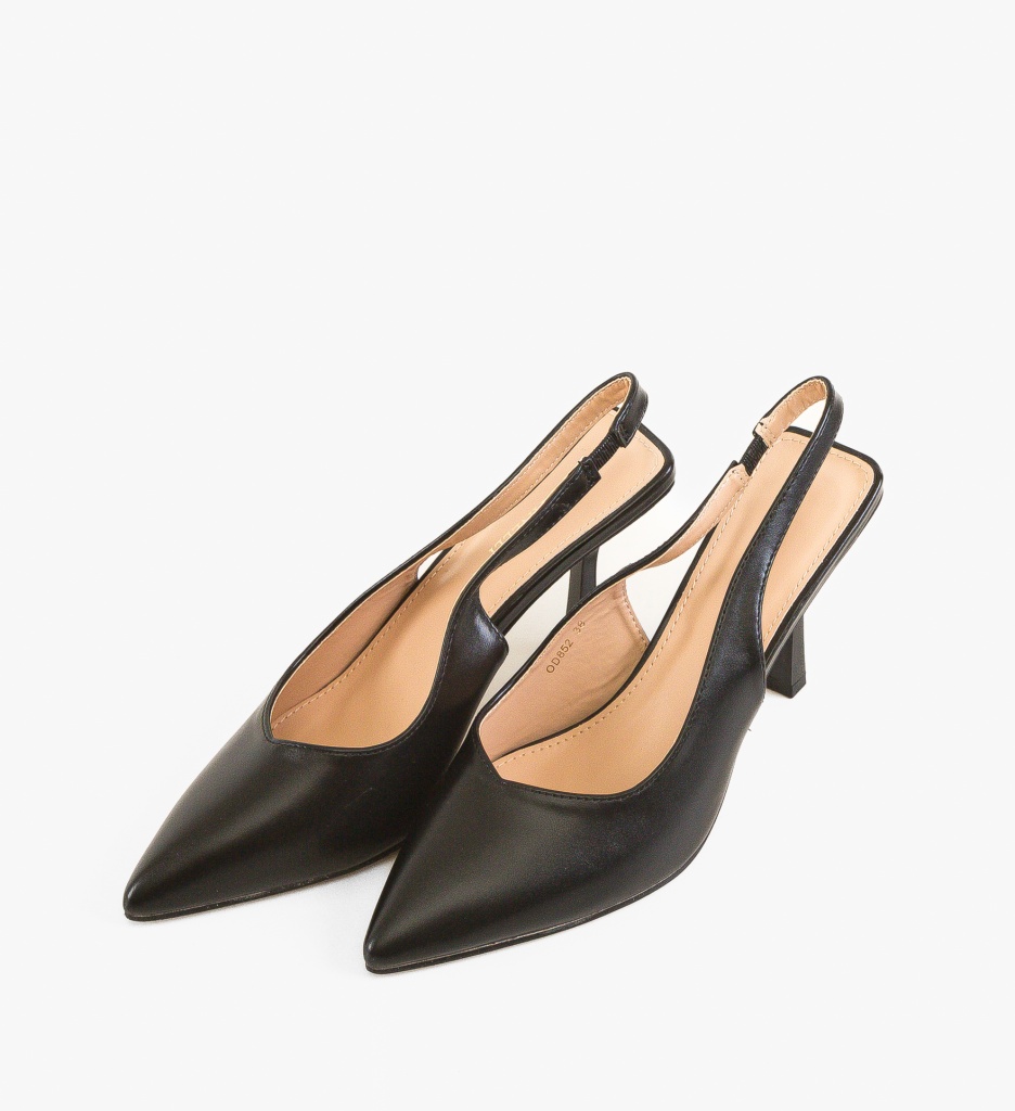 Pantofi Testle Negri Eleganți cu Toc - imagine 7