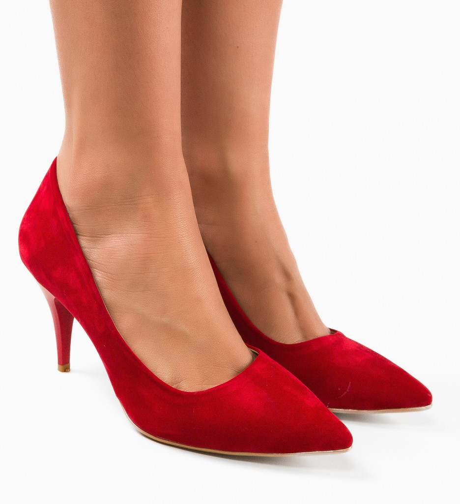 Pantofi dama Jensy Rosii cu toc elegant - imagine 3