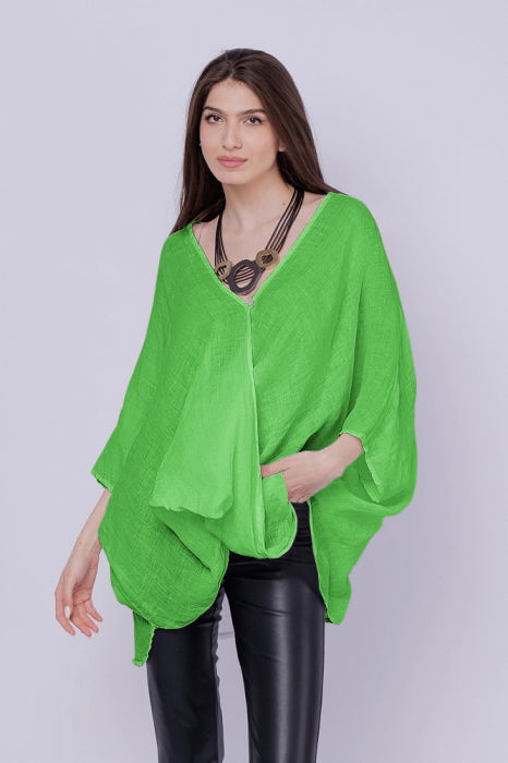Bluza Oversize din In Verde | Shopika