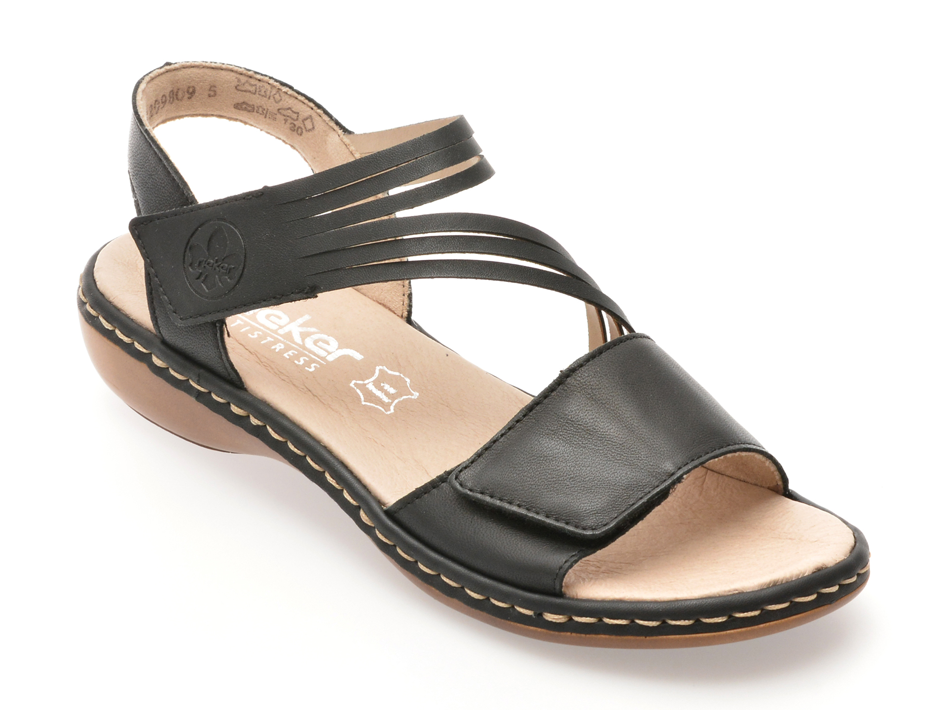 Sandale Rieker Negre Piele | Confort Antistress