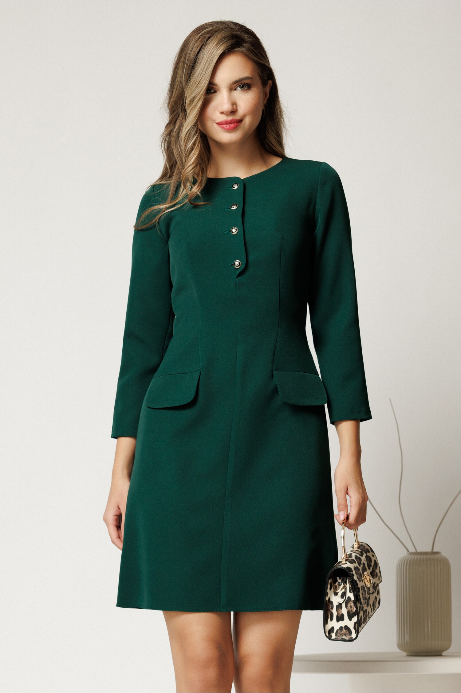 Rochie Midi Office Verde Eleganta