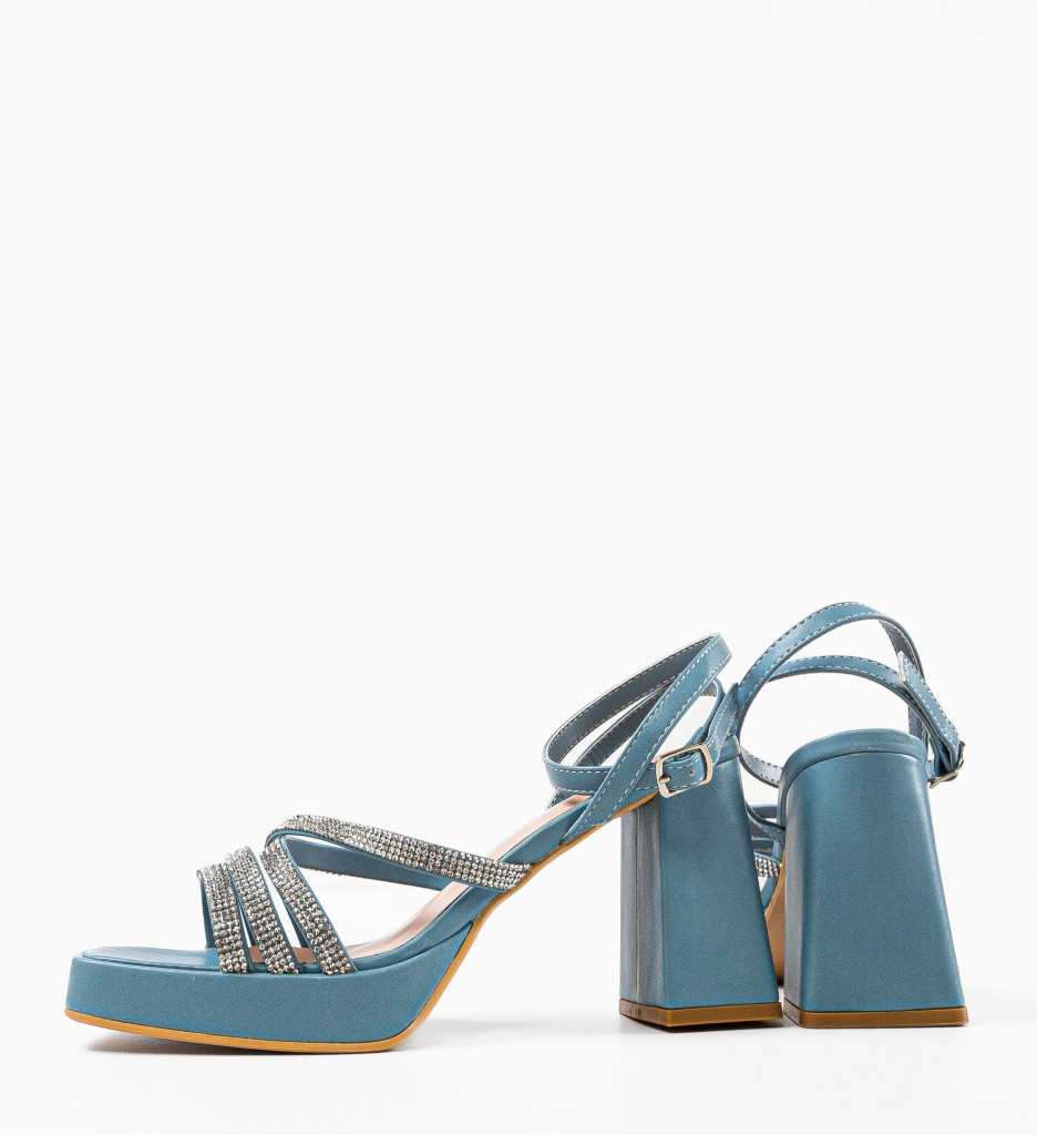 Sandale cu Toc Shohre Albastre Elegante - imagine 7
