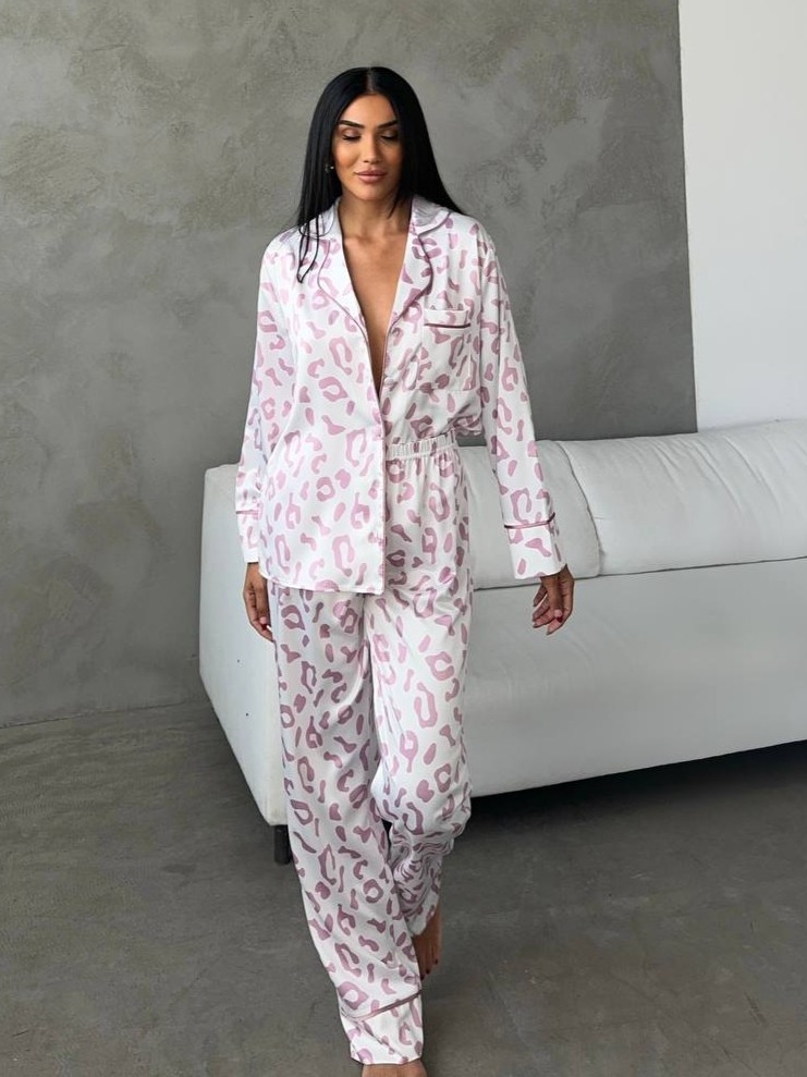 Pijama Dama Delis 2 Piese Roz Leopard - imagine 7