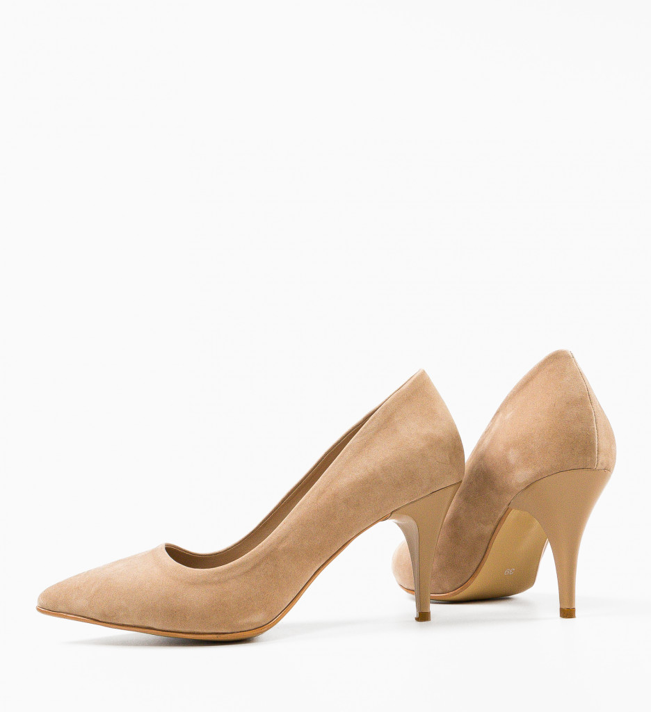 Pantofi Dama Jensy Bej cu Toc Elegant - imagine 6