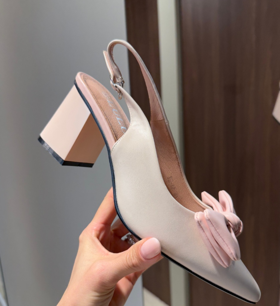 Pantofi Long Depurtat Toc Eleganță Bej - imagine 3