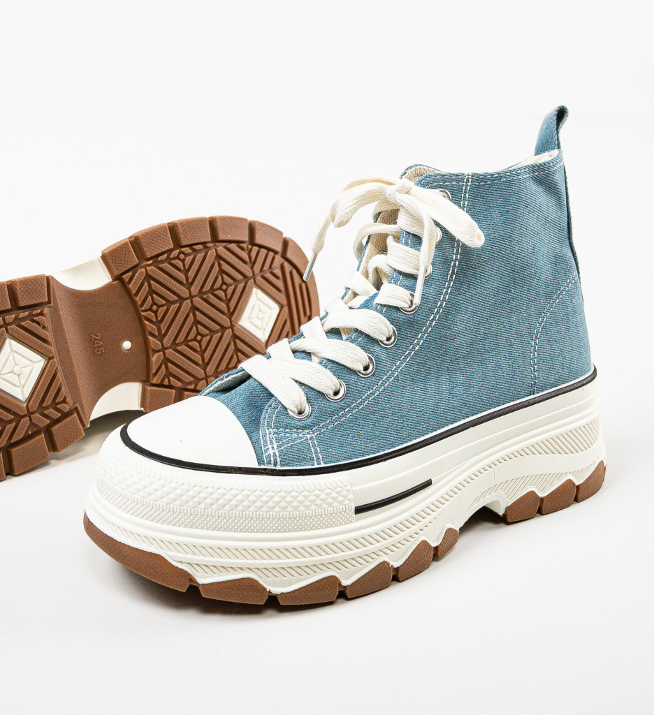 Sneakers dama Puss albastri - Confort sporit - imagine 3