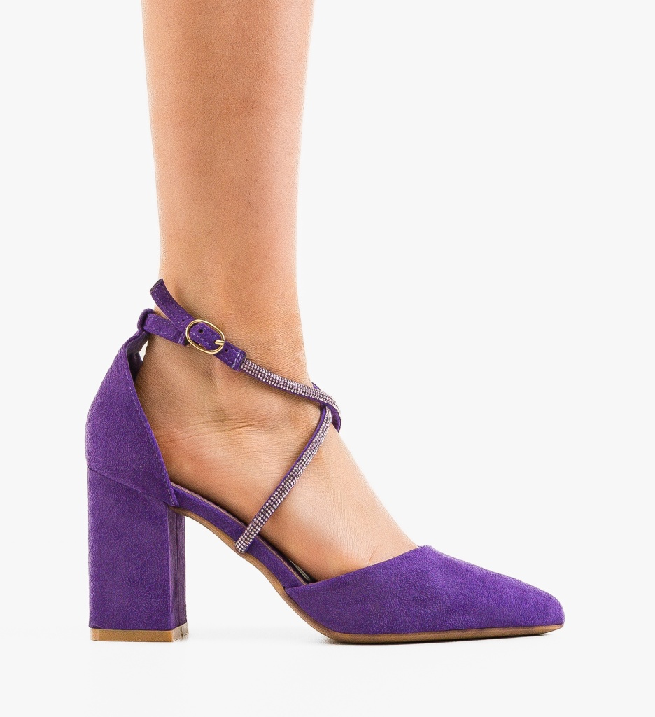 Pantofi dama Yunu Mov cu toc elegant - imagine 5