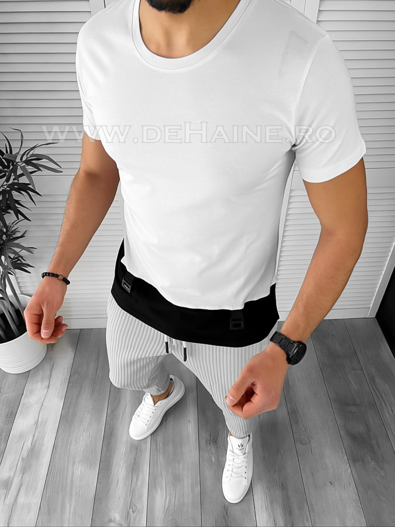 Tricou barbati alb slim fit B7813 P19-4.1