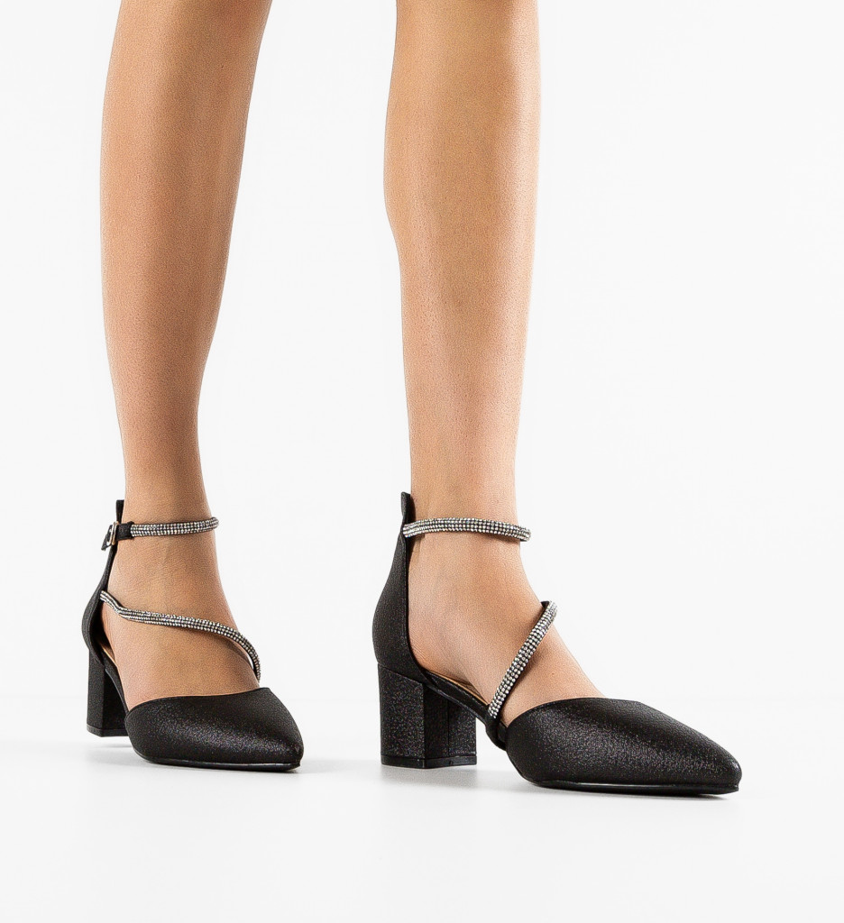 Pantofi Charis Negri Eleganți cu Toc - imagine 3