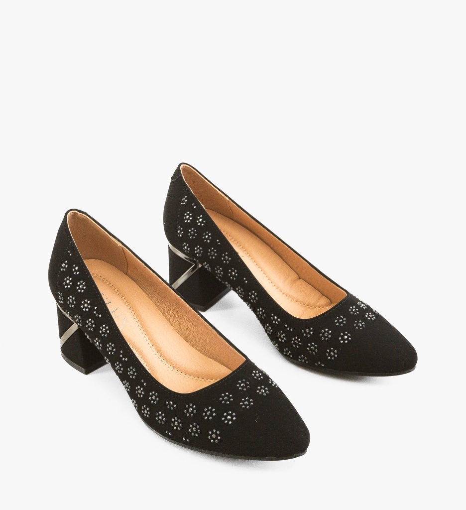 Pantofi dama Margret Negri Eleganți cu Toc - imagine 3