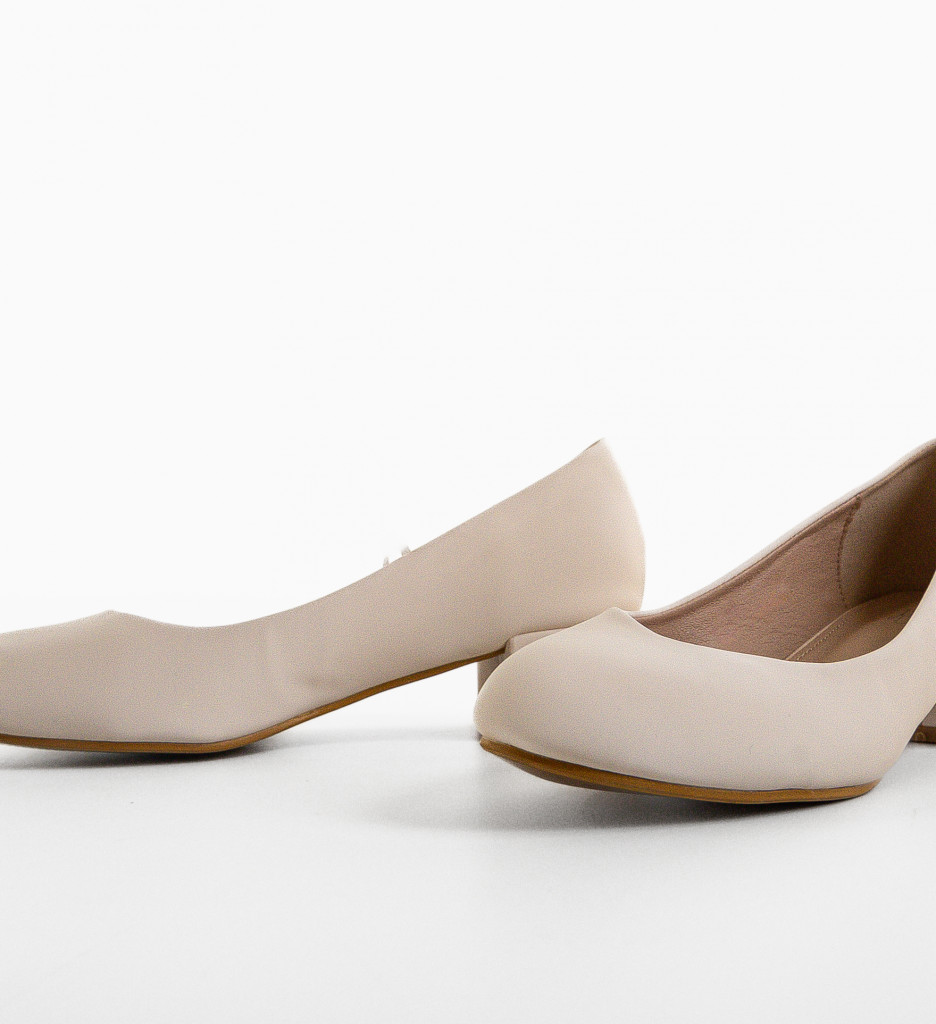 Pantofi Nora Bej cu Toc Eleganți - imagine 6