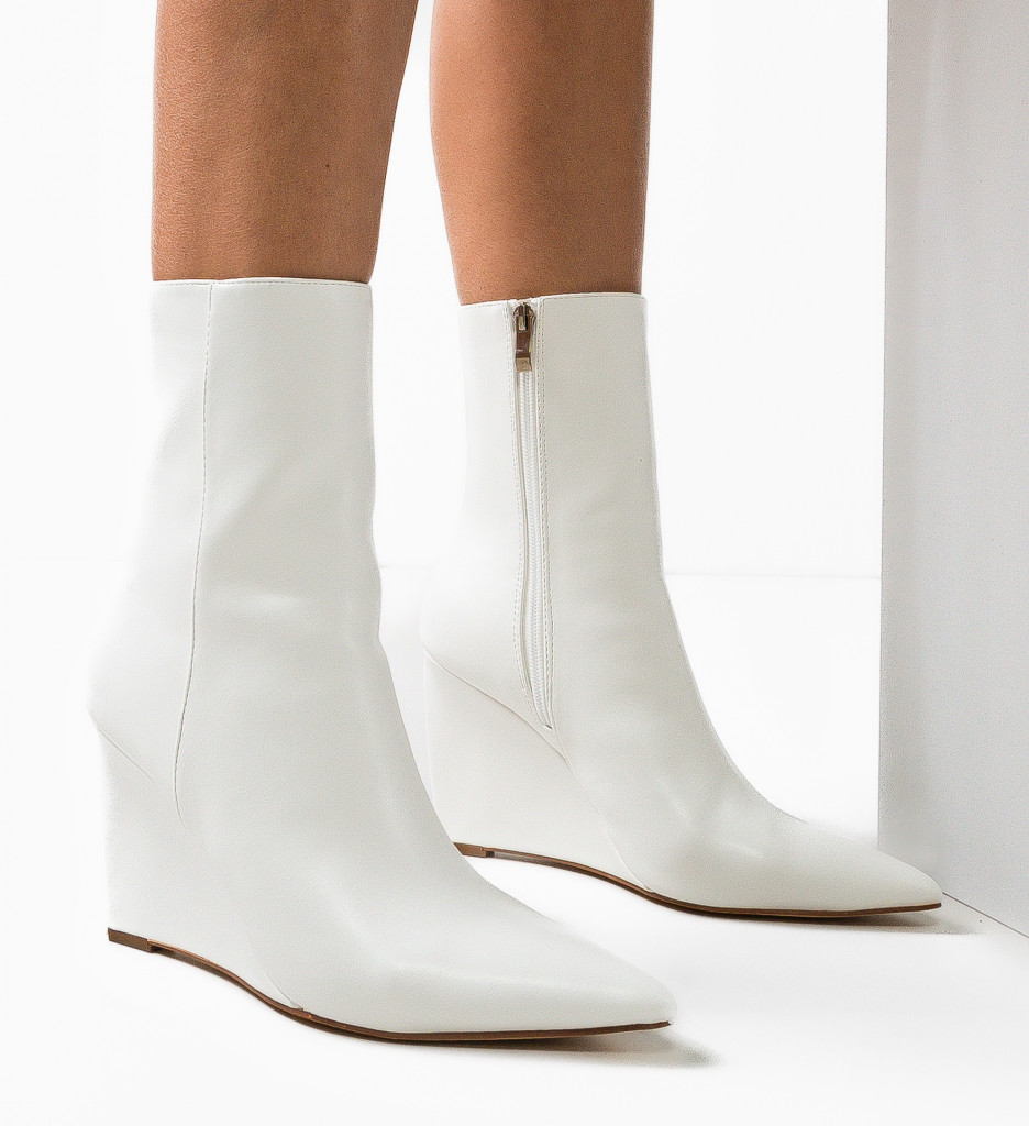 Botine Dama Delila Albe | Eleganță și Stil - imagine 3