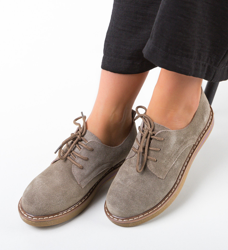 Pantofi Casual Romena Khaki - Confort Stilat - imagine 3