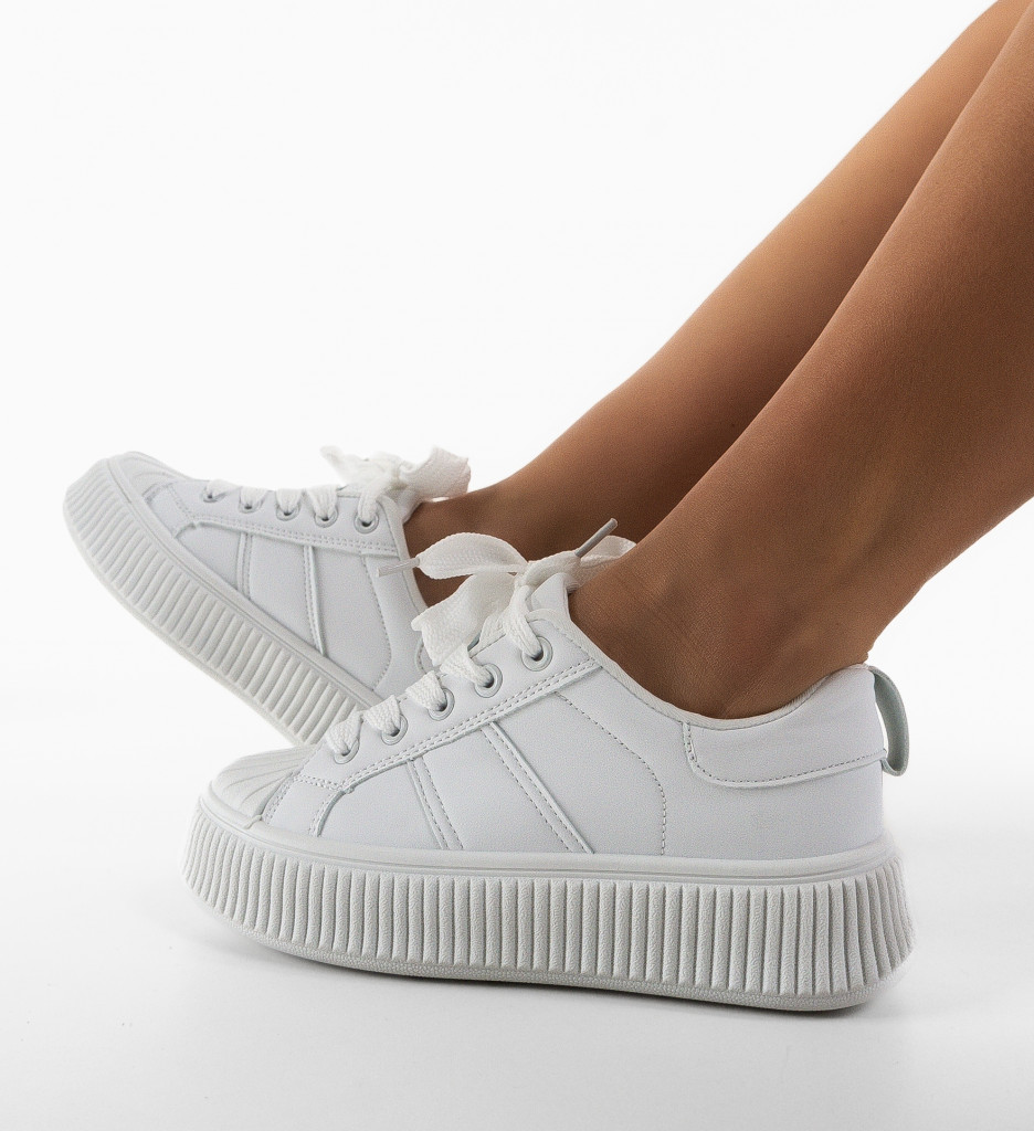 Sneakers Dama Kiona Albi 2 - Confort și Stil - imagine 3