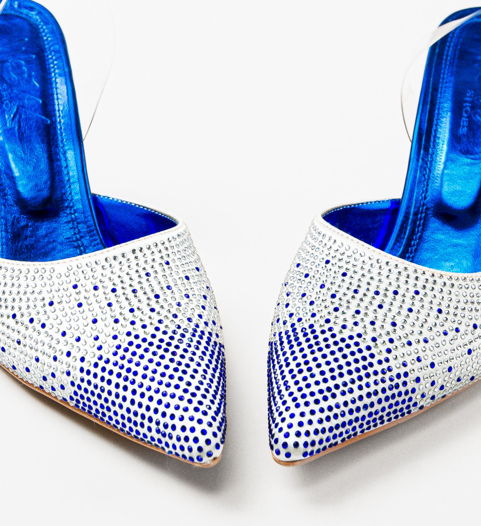 Pantofi dama Meray albastri cu toc elegant - imagine 5