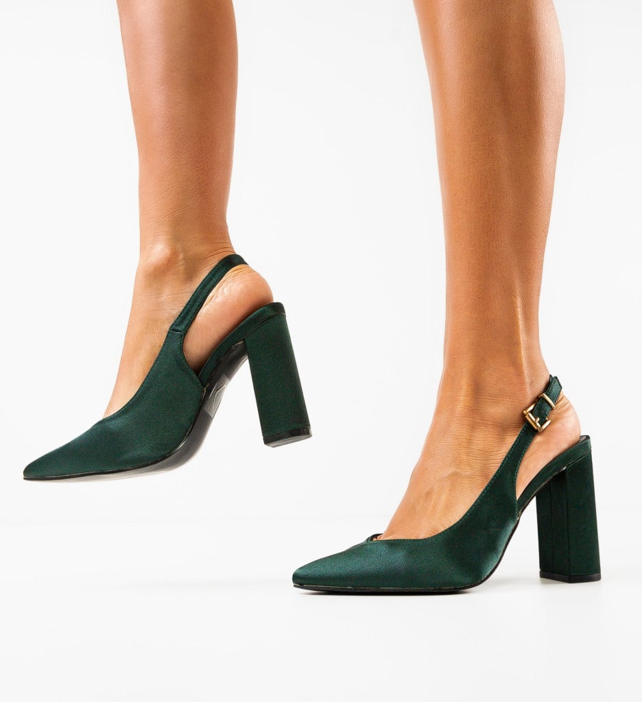 Pantofi Anhelina Verzi cu Toc Eleganți - imagine 5