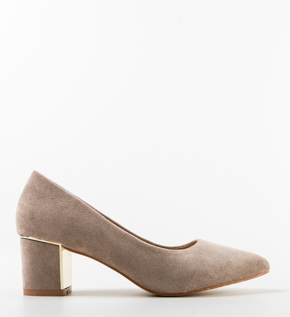 Pantofi Antoni Khaki Eleganți cu Toc - imagine 4