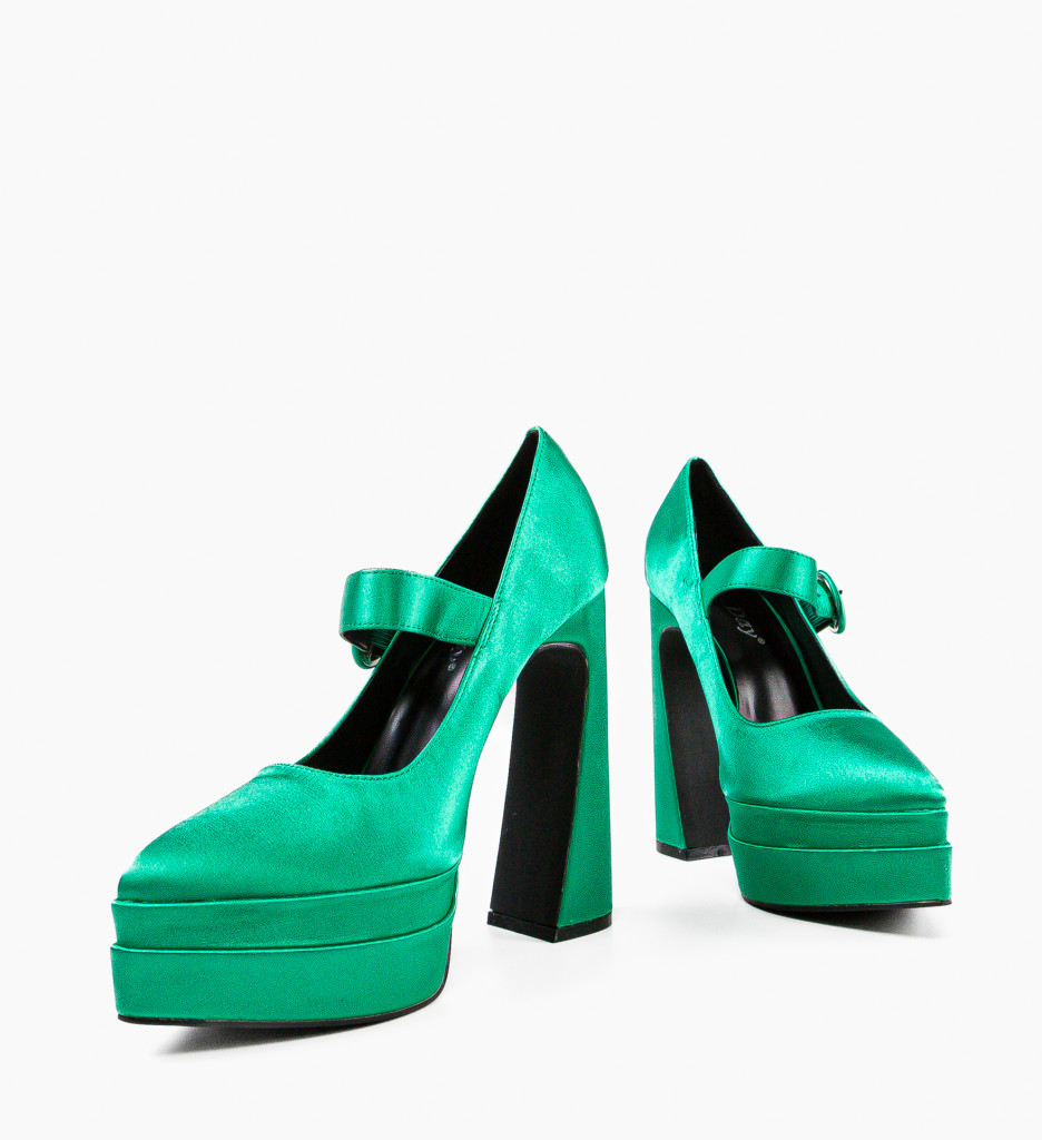 Pantofi Dama Fobol Verzi cu Toc Eleganți - imagine 4