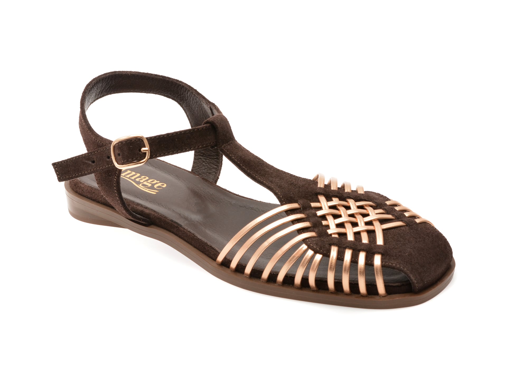 Sandale Image Maro Elegante din Piele