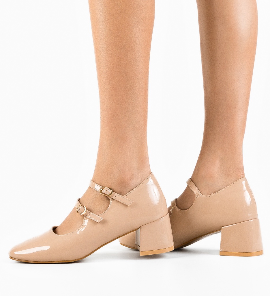 Pantofi dama Vilizi Bej eleganți cu toc - imagine 2