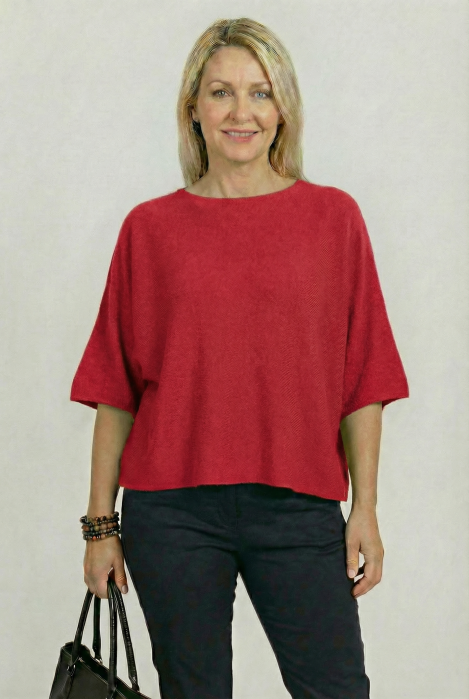 Shopika - Pulover Elegant cu Maneca Fluture Bordo - imagine 2