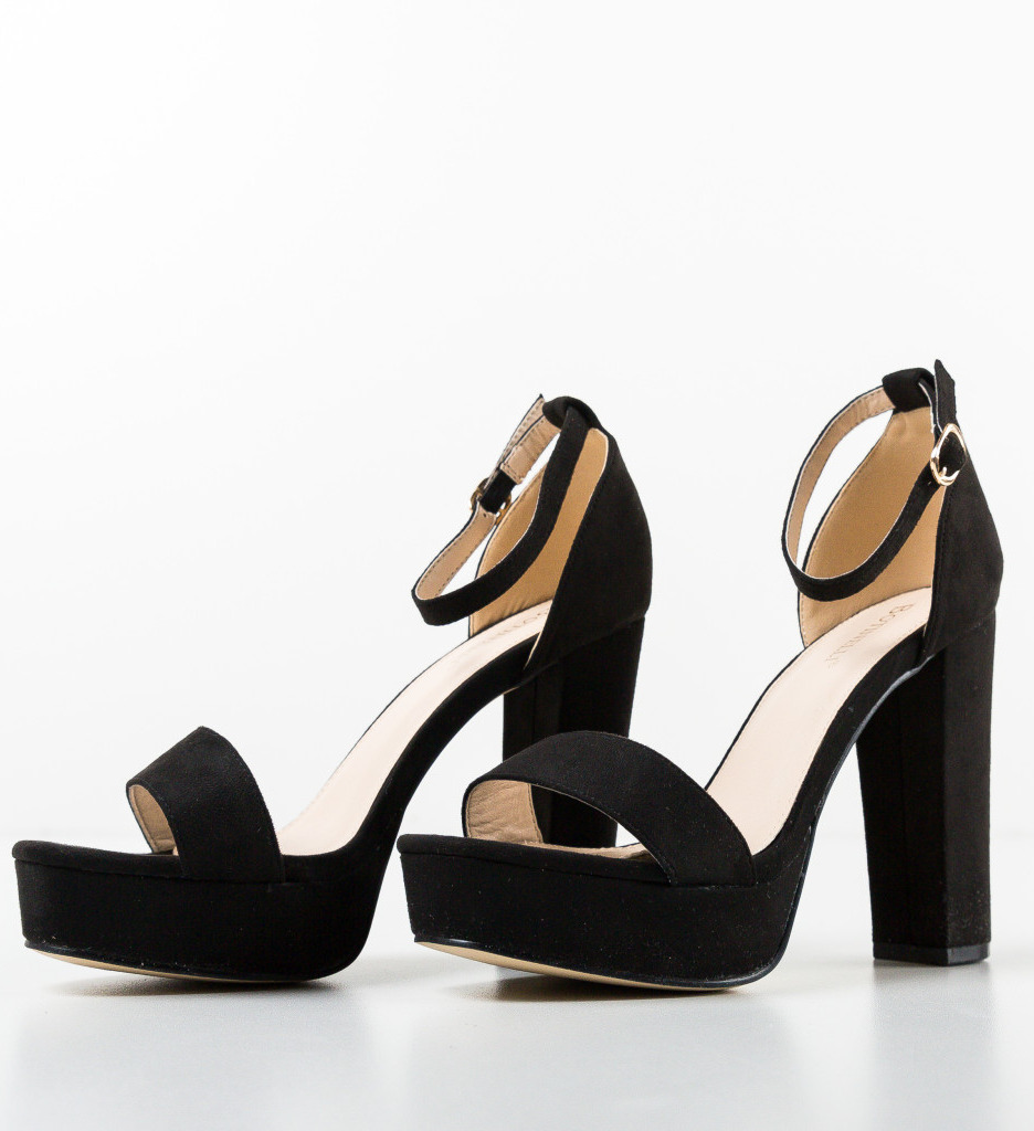 Sandale Dama Rasber Negre cu Toc Elegant - imagine 6