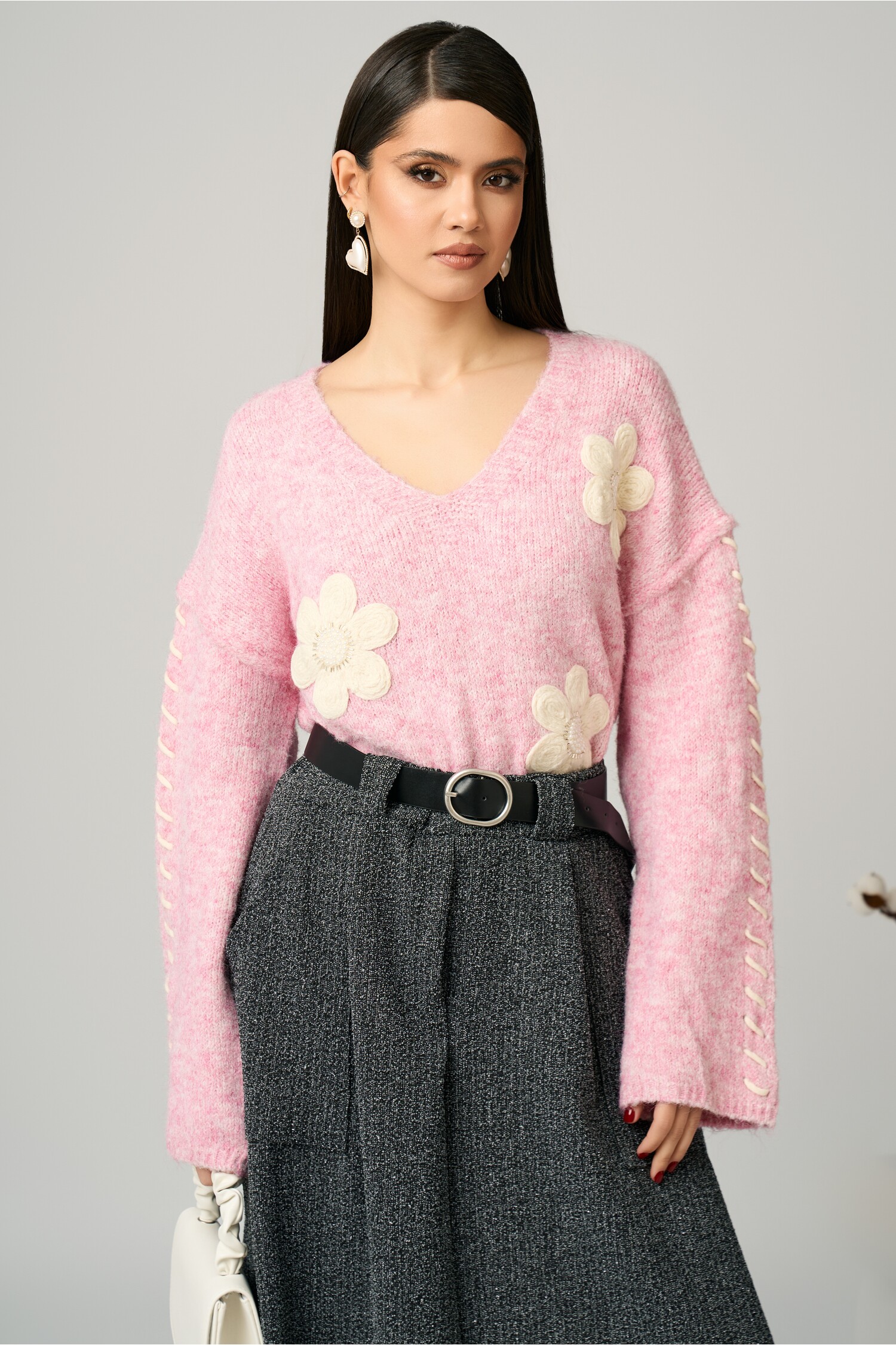 Pulover Roz Brodat | Stil Casual și Elegant