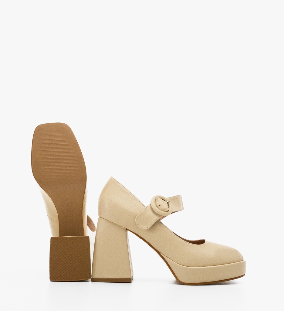 Pantofi Trinity Bej cu Toc Eleganți - imagine 7