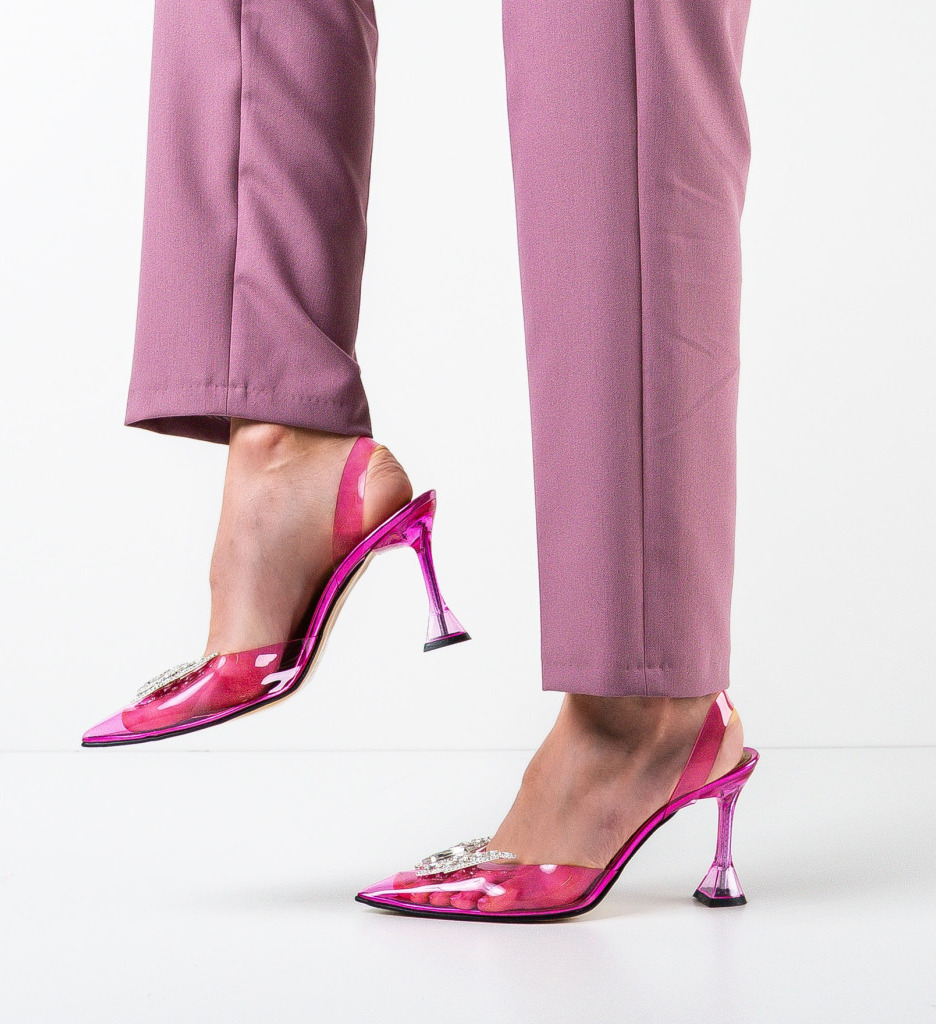 Pantofi dama Fazan Fuchsia cu toc elegant - imagine 2