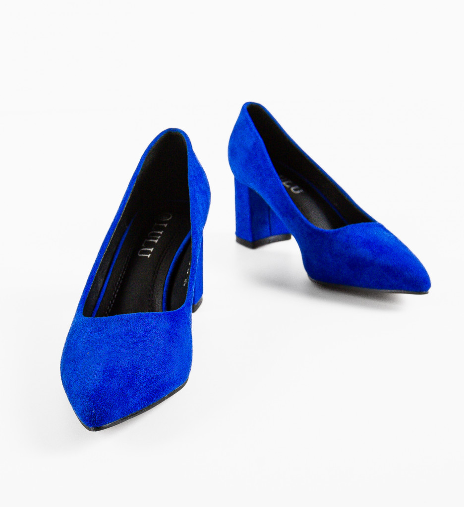 Pantofi Brook Albastri Eleganți cu Toc - imagine 5