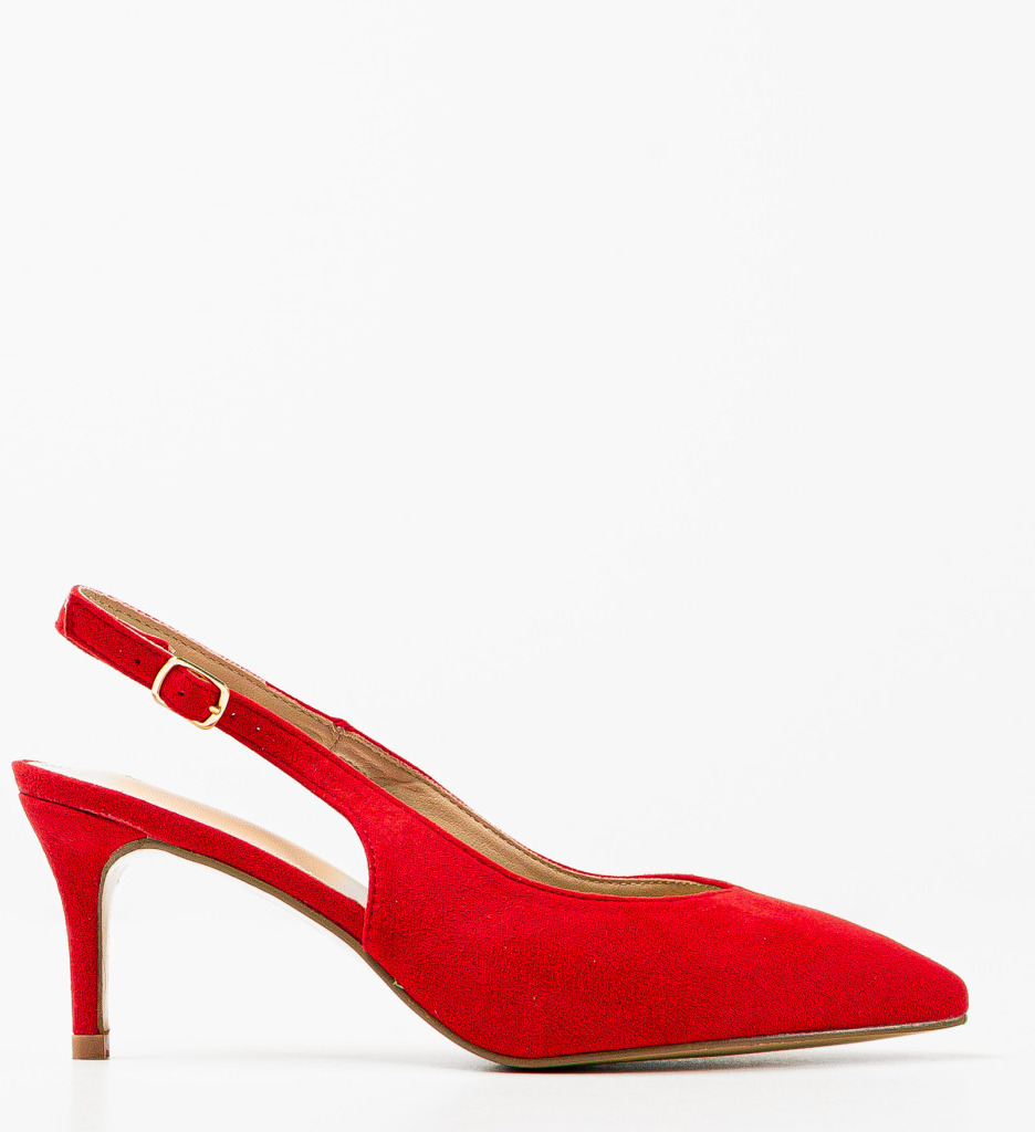 Pantofi Amdoryt Rosii cu Toc Eleganți - imagine 4